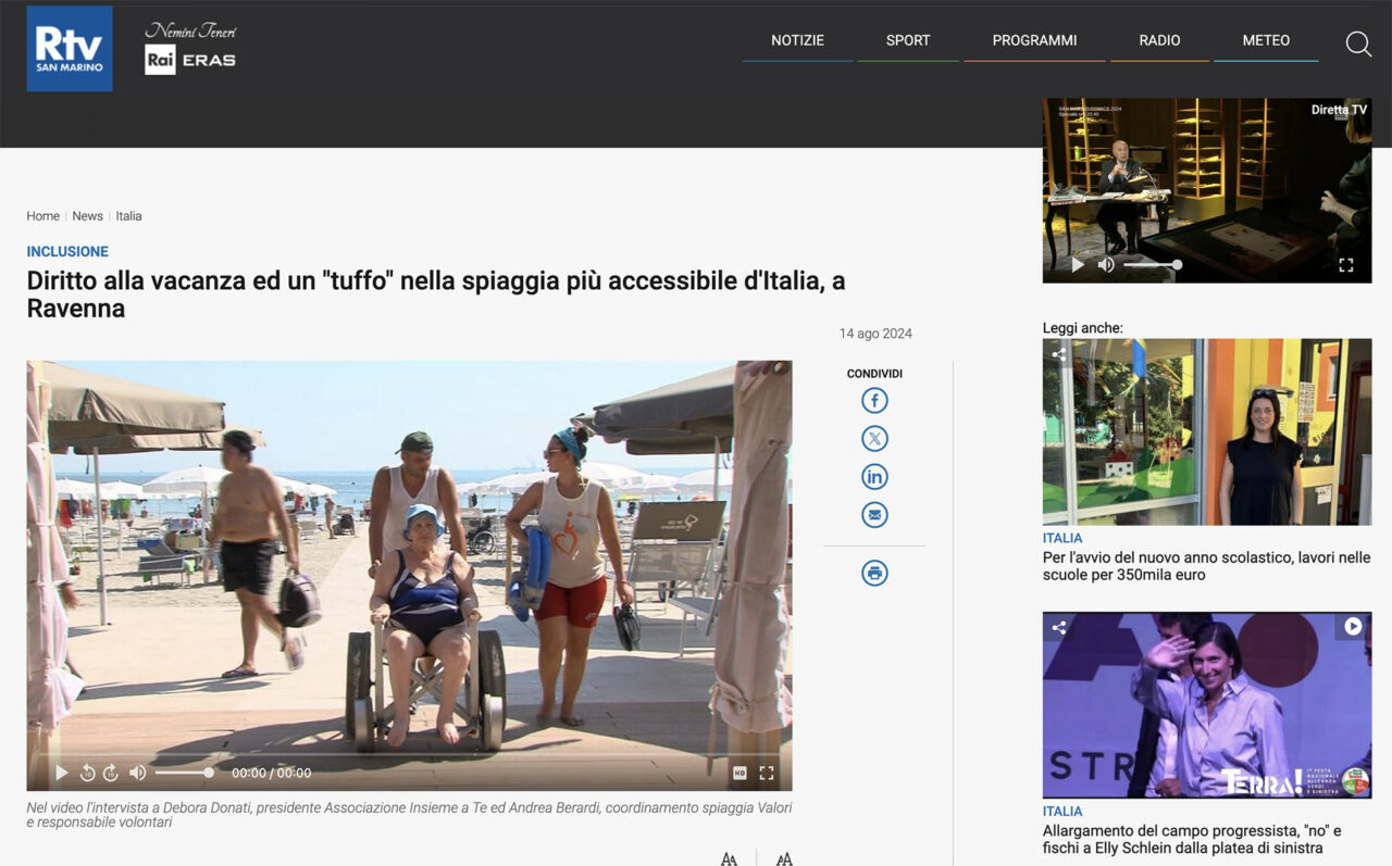 Diritto alla vacanza ed un “tuffo” nella spiaggia più accessibile d’Italia, a Ravenna [RTV San Marino]