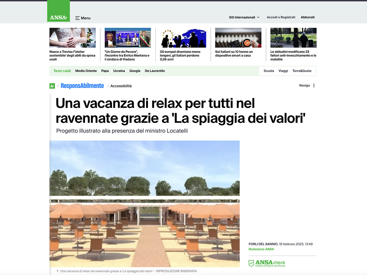 Una vacanza di relax per tutti nel ravennate grazie a ‘La spiaggia dei valori’