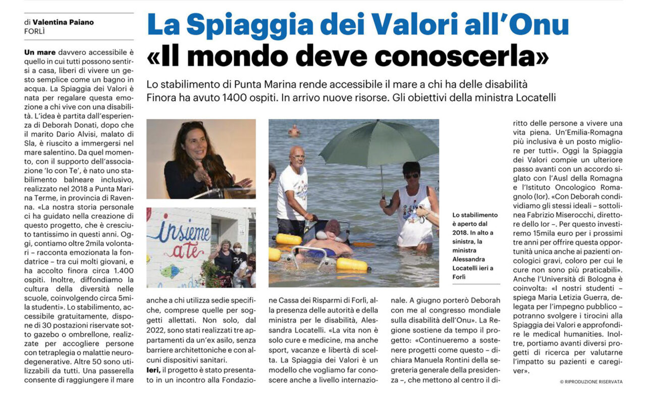 La Spiaggia dei Valori all’Onu: “Il mondo deve conoscerla” [Resto del Carlino]